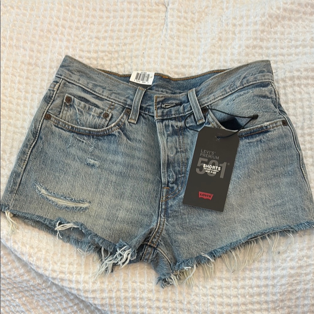Levi's Blue Jean Shorts with Distressed Details